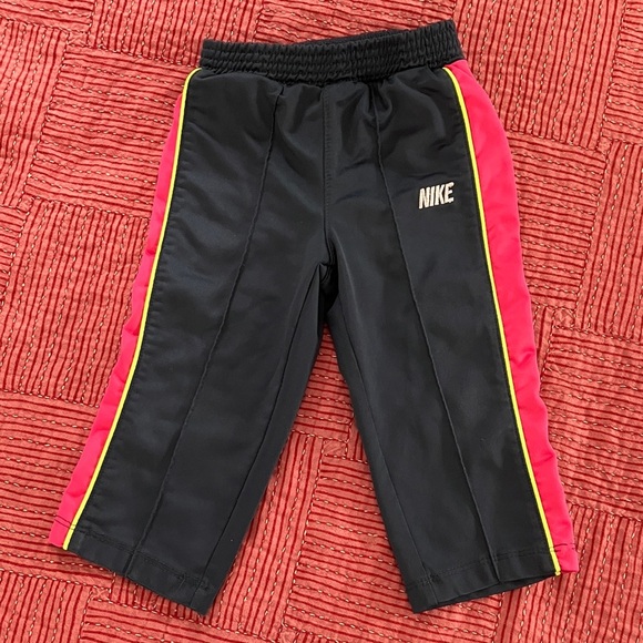 Nike Kids size 18 months Black Joggers with Red and neon Yellow Stripes - Picture 1 of 10